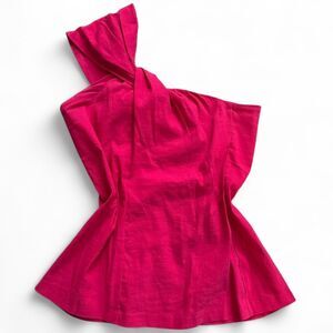 Zara Pink one shoulder top with knot detail & back zipper Size XS